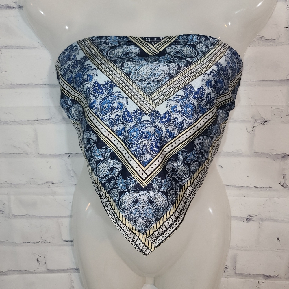 Shein Scarf Bandana Satin Strapless Crop Top Small